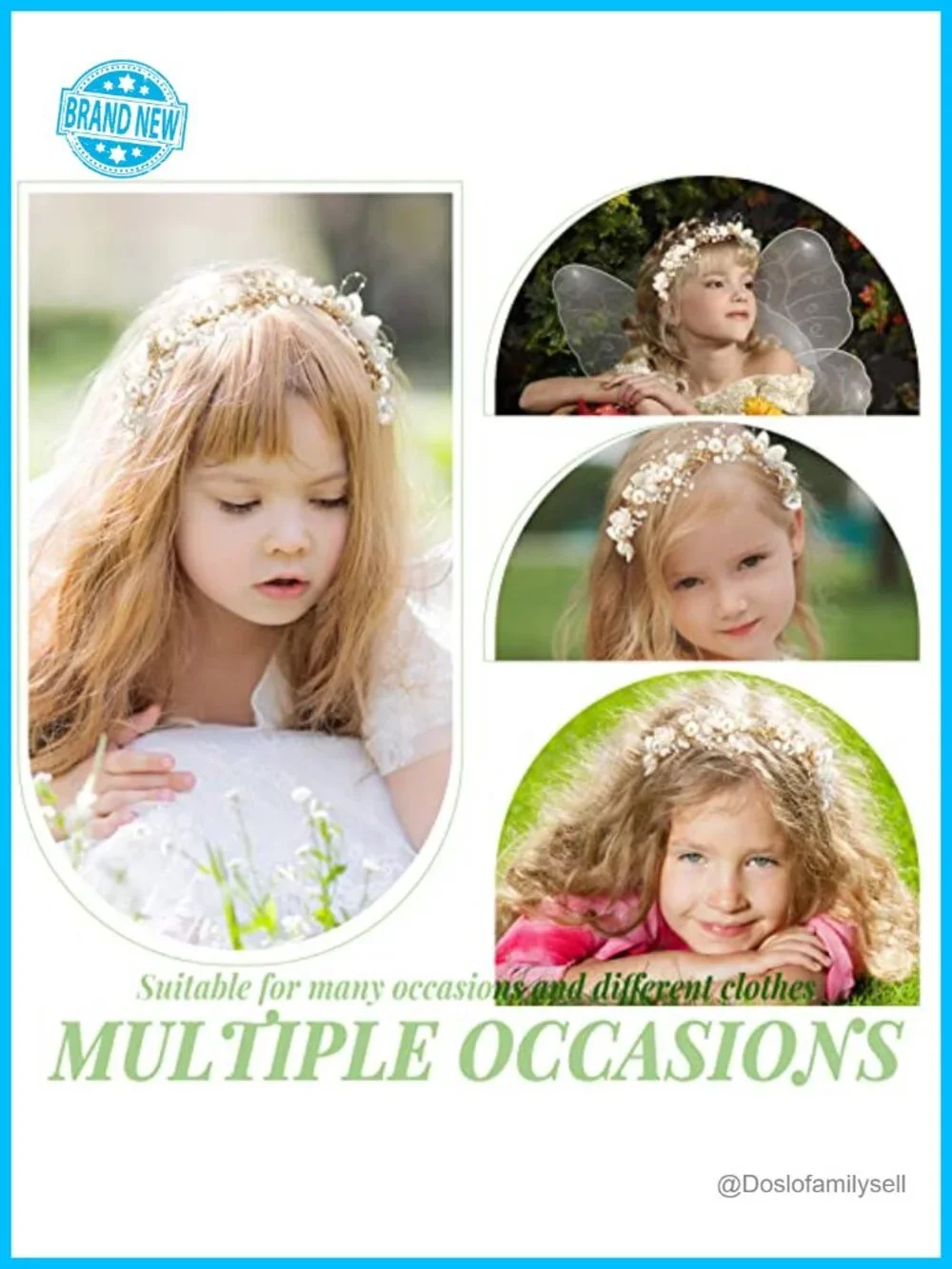 2 Pcs Flower Girl Headpiece Rhinestone Crystal Pearl Headband Hair Accessories